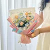 Dekorativa blommor kransar färgglada virkning bukett ins konstgjord bröllopsfest dekor handvävda alla hjärtans dag gåvor 231213