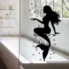 Zwart Wit Zeemeermin Bubbels Muurstickers voor Badkamer Glazen Deur Decoratieve Stickers Wc-stickers met zelfklevend vinyl