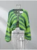 Womens Sweaters Oversized Colorful Strip Knitted Cardigans Crop Women Loose Long Sleeve Open Front Autumn Chic High Streetwears 231214