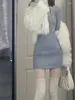 Lässige Kleider Herbst gestrickt Korean Fashion Mini Kleid Frauen Frankreich Vintage von Schulter schlank weiblich sexy Party Solid 2023