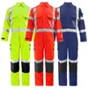 Herrspårsfall Hi Vis overaller med reflekterande ränder som arbetar dammsäkra kläder Skyddssäkerhetsarbetskläder