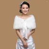 Foulards Fausse Fourrure Peluche Bowknot Châle Perle Style Coréen Mariée Épaule Faux Collier Robe Doux Cape Arc