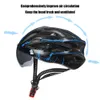 Capacetes de ciclismo Capacete de bicicleta respirável homens mulheres óculos removíveis lente mtb bicicleta de estrada com luz LED 231213