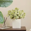 Decorative Flowers Practical Faux Plant Lightweight Artificial Not Withering No Watering 5 Heads Silver-edged Leaves