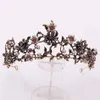 Baroque vintage noire violet cristal perles de mariée Tiaras Crown Pageant Diadem Veil Tiara Wedding Hair Accessoires 210701251N