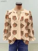 Blusas femininas camisas tigre leopardo painel impressão botão frente camisa casual longo sle blusa para primavera outono feminino painel puff sle topl231214
