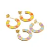 Hoop Earrings 1 Pair Stainless Steel Colorful Enamel C Shape For Classic Women Girls Gifts Fashion Jewelry Findings Bulk Wholesale