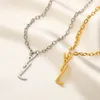 Hänge halsband enkel bokstav designer mode hänge högkvalitativt rostfritt stål smycken lång kedja klassisk stil guldpläterad halsband