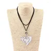 Pendant Necklaces 1pcs Tibetan Silver Large Hammered Love Heart Charms Long Lead Cord Lagenlook Necklace Jewelry Gift For Woman