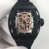 Top Tourbillon Watch 052 Men Watch Swiss Automatic 28800VPH Sapphire Crystal Skull Dial Titanium Alloy Stainless Steel Mens Watch274T