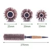 Hair Straighteners Professional Black Hog Mane Boar Bristle Round Wooden Barrel Rolling Curling Styling Hair Brush Iron Anti Static Roll Hairbrush 231213