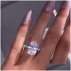 Solitaire Ring Dames Trouwringen Mode Sier Edelsteen Verloving Voor Vrouwen Gesimuleerde Diamanten Ring Sieraden Drop Delivery Sieraden Ring Dh0Gq