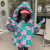 Down Coat Kids Jackets for Girls Thick Cozy for Girls Winter Winter Korea Color Lattice Parkas for Girls Winter Clothing 231214