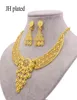 Sieradensets Dubai 24k Goudkleurig Ornament voor Vrouwen Ketting Oorbellen Afrikaanse Bruiloft Bruidsfeest Luxe Geschenken Sieraden Set53589624124