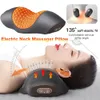 Massera nackkudde Electric Neck Massage Pillow Heat Vibration Neck Massager Bak Cervical Traction Relax Sovminneskum Ryggrad Stöd 231214