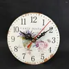 Väggklockor 12 cm rustik trätimer vintage hem antik kontor chic shabby kök klocka