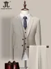 Costumes pour hommes Blazers 14 couleurs M6XL veste gilet pantalon haut de gamme marque costume d'affaires formel trois pièces marié robe de mariée solide 231214