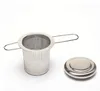 Teapot tea strainer with cap stainless steel loose leaf tea infuser basket folding handle filter big with lid C455