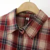 Women's Blouses Shirts New Autumn Cotton Plaid Sanding Shirts Women Oversize Tops Girls Lapel Long Sleeve Fashion Vintage Loose Blouse Spring T393108QM YQ231214