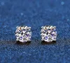 2023 Stud Real Moissanite Earrings 14K White Gold Plated Sterling Silver 4 Prong Diamond Earring For Women Men Ear 1ct 2ct 4ctStudStudStud Kirs22