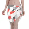 Maillots de bain pour femmes carrés géométriques colorés paréo écharpe couverture ups femmes rectangles abstraits gris plage jupes courtes bikini wrap
