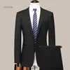Mäns kostymer Blazers 2023 NYA (BLAZER TROUSSERS) Herrarna Gentleman Fashion Business Solid Color Real Ull italiensk stil Bröllopsarbeten 2 -stycken Set