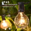 Dekoracje świąteczne 50 stóp patio światło g40 globe festoon światła Outdoor Fairy Light Retro Street Garland na wesele ogrodowe Dekoracja podwórka 231214