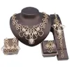 Women Italian Bridal Crystal Gold Color Irregular Necklace Earrings Bangle Ring Party Constume Jewelry Set