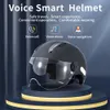 Casques de cyclisme Casque Bluetooth intelligent de moto intégré à la caméra vidéo clignotant à distance lampe étanche passer des appels jouer de la musique Navigation 231214