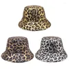 Basker hink hatt med söndag Angora garn foder platt topp leopard mönster