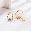 Hoop Earrings 925 Sterling Silver Crystal Jewelry Fashion Spiral For Women XY0178