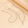 Necklace Earrings Set 2023 Luxury Classics Silver Color Crystal Cross Pendant For Women Fashion Banquet Party Jewelry Gifts Wholesale