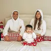 Família combinando roupas família combinando pijamas de natal conjunto 2pcs pelúcia inverno quente homens mulheres criança pai-filho roupas pijamas pijamas 231213