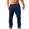 Pantaloni da uomo in lino casual lunghi larghi leggeri con coulisse pantaloni da spiaggia per yoga estivi