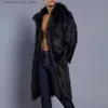 Męski futra sztuczna futra High Street Faux Fur Męska kurtka długa płaszcz zimowa przypływ ciepły przemysł ciężki luźne swobodne wiatrówki płaszcze odzieży Q231212