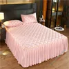 Sheet.blanketluxury tjockare rosa quiltad säng spridd queen size nordisk högkvalitativ veckad kant sängöverdrag på sängen broderi sängöverdrag 231221