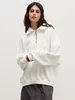 Hoodies للسيدات RDMQ 2023 نساء Zip Up بولو رقبة كبيرة الحجم من النوع الثني قميص عارضات هاراجوكو صلبة سترات طويلة الأكمام معاطف كبيرة