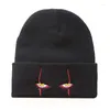 Ball Caps Frauen Männer Scary Horror Joker Augen Gestickte Strickmütze Warme Pullover Hip Hop Woolen Für