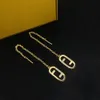 Moda Orecchini a bottone in oro placcato Ottone Lettera F Ciondolo con diamanti Linea orecchio per le donne Fascino Gioielli in metallo Dichiarazione Accessori punk Stud G2312147BF