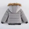 Down Coat 2 3 4 5 6 Years Winter Baby Boys Jacket Warm Fashion Autumn Hooded Coat Zipper Fur Collar Outerwear Birthday Gift Kids Clothes 231214