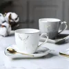 Tazza da caffè a bordo dorato in alce nordico con cucchiaino a forma di foglie Set Cafe Tumbler House HomeShold Cappuccino Torta di tazza espresso215M215M