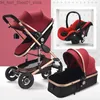 Strollers# Multifunctional 3 in 1 Baby Stroller High Landscape Stroller Folding Carriage Gold Baby Newborn1 Q231215