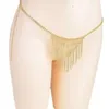 Sexy Strass Höschen Tanga Kristall Taille Bauch Bikini Körperkette Schmuck Strass Unterwäsche G-String Körperkette für Frauen
