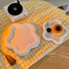 Plates Cute Flower Ceramic Dessert Plate Solid White Breakfast Salad Dishes Cake Bread Tray Po Props 6/8inch