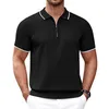 Herrpolos stickad t-shirt europeisk och amerikansk stilkläder blixtlås tröja ylle affärspolo skjorta för män