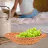 ディナーウェアセット織物のフルーツバスケット実用的なickerストレージラウンドバスケットの贈り物のための空の果物の装飾トレイ