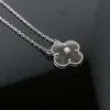 van clover High version original four leaf clover single flower silver sparkling stone necklace necklace