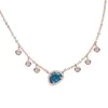 Chains Mulity Color Natural Blue Stone Necklaces & Pendants Colorful Bezel Cz Station For Women Choker Jewellery Bijoux2683