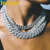 Chokers 19mm Miami Cuban Chain Heavy Necklace 3Row Cz Gold Silver Color Iced Out Cubic Zirconia Halsband Män Hip Hop Jewelry 231214