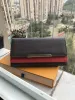 Fashion red and pink fashion women single zipper pocke men women leather wallet lady ladies long purse with orange box card bag